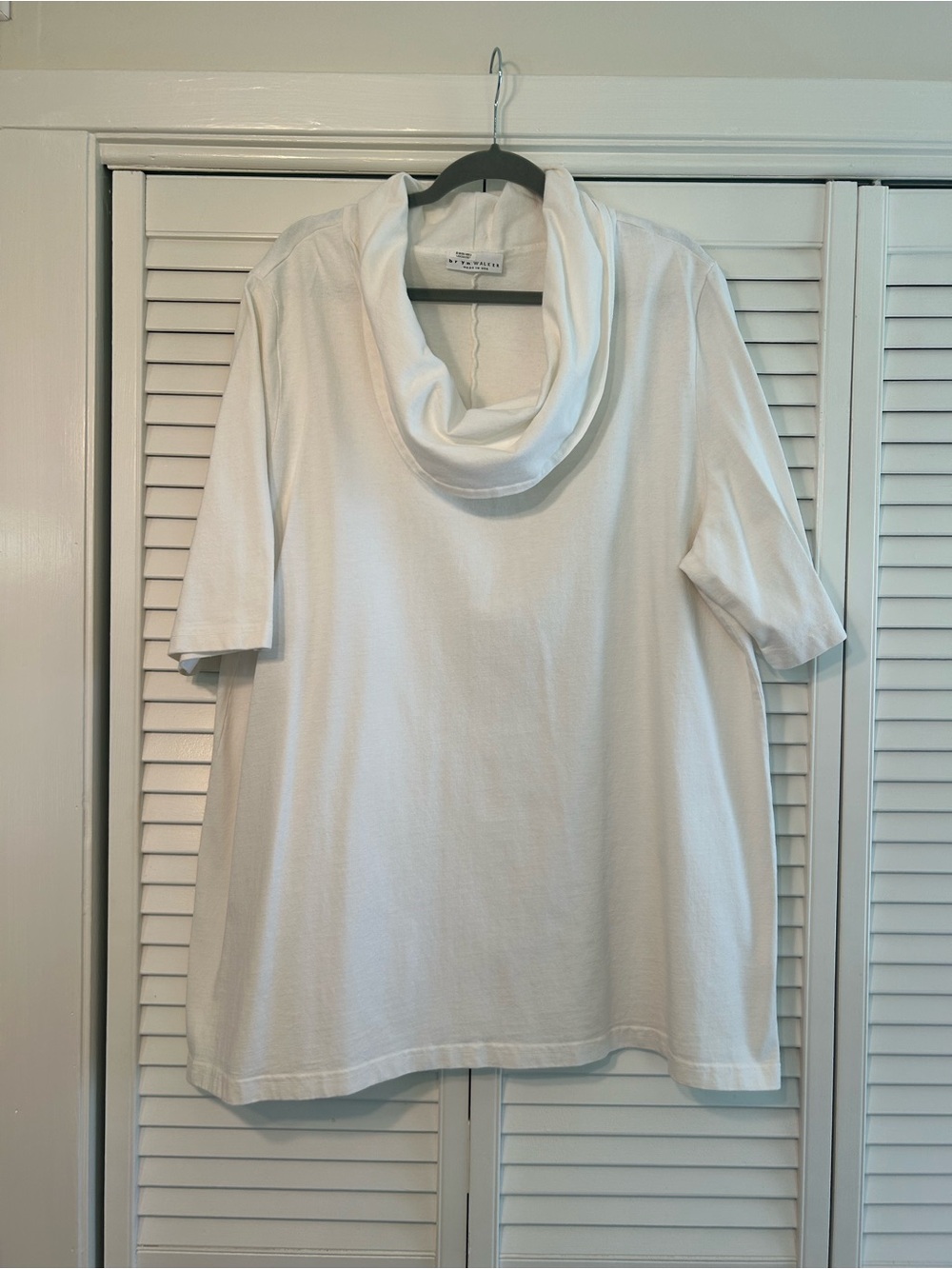 Brynn Walker Cowl Neck Short Sleeve Relaxed Tunic White Size XL EUC